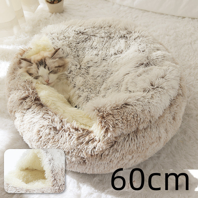 2-in-1 Round Plush Pet Bed