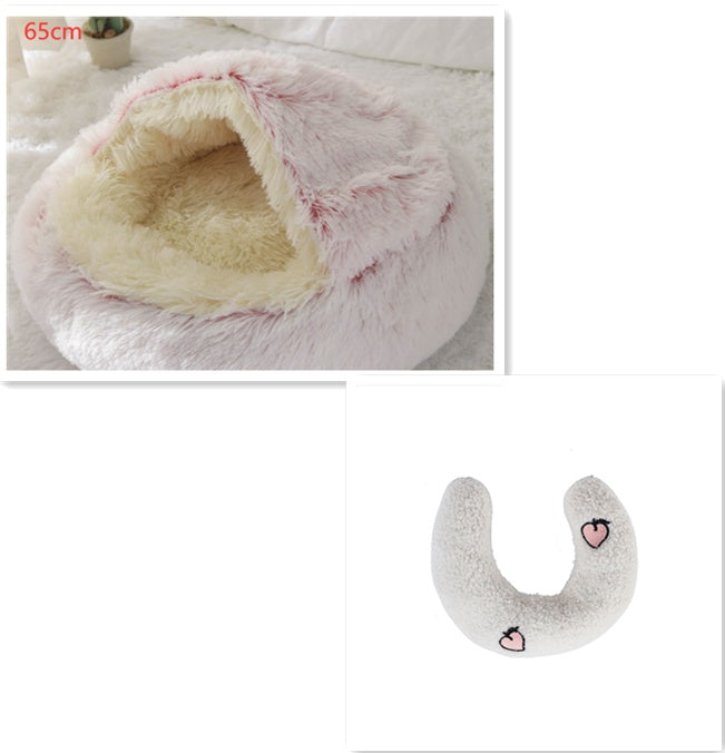 2-in-1 Round Plush Pet Bed