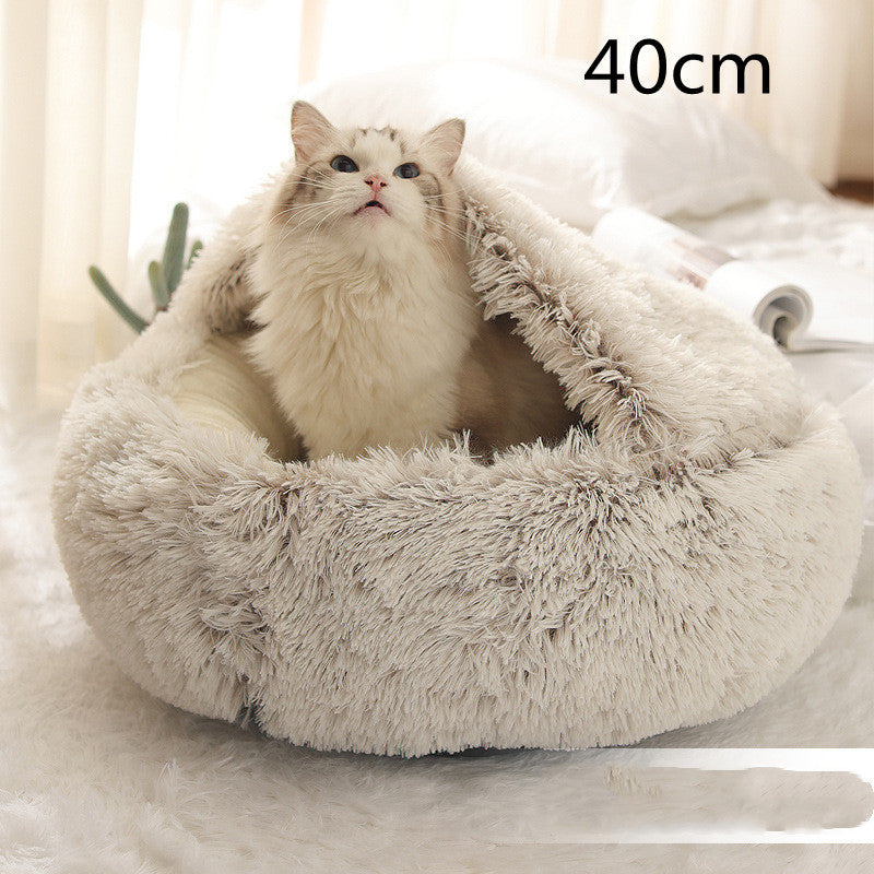 2-in-1 Round Plush Pet Bed