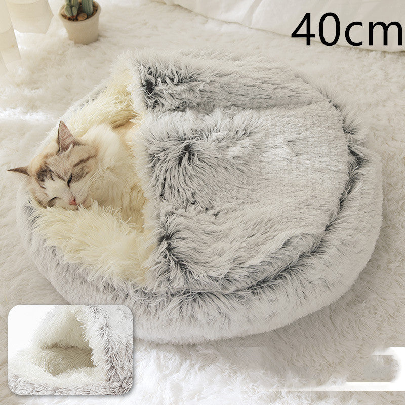 2-in-1 Round Plush Pet Bed