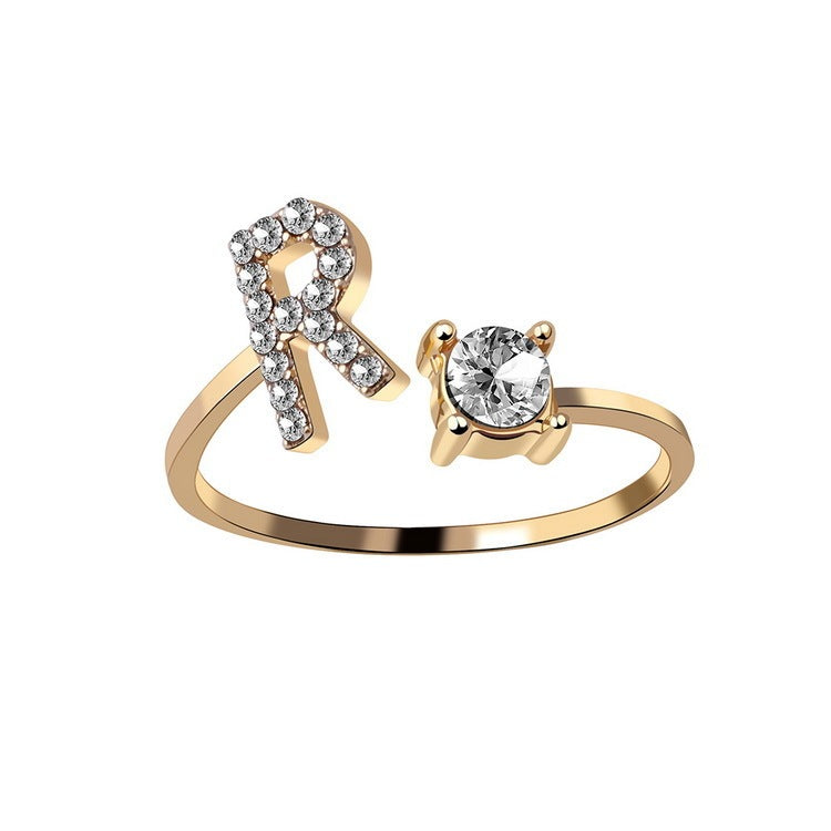 Adjustable 26 Initial Letter Ring