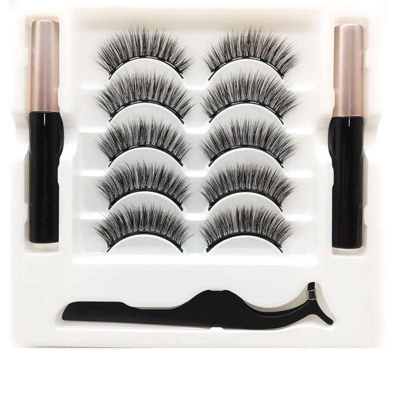 5 Pairs Long Lasting, Water Proof Eyelash & Eyeliner