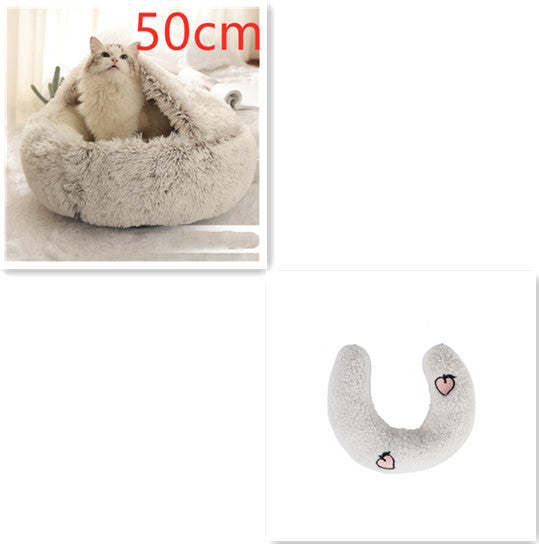 2-in-1 Round Plush Pet Bed