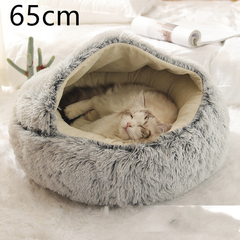 2-in-1 Round Plush Pet Bed