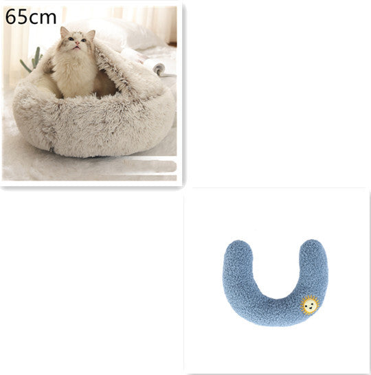 2-in-1 Round Plush Pet Bed