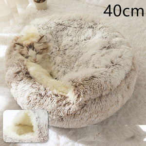 2-in-1 Round Plush Pet Bed