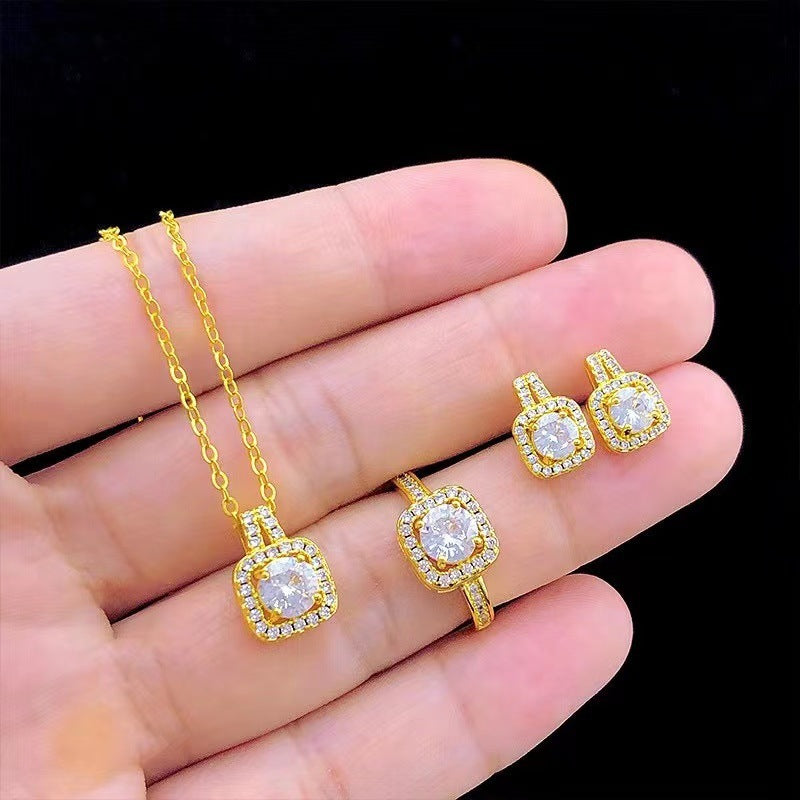 Zircon Gem Gold Jewelry Set