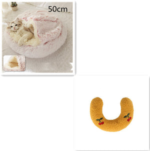 2-in-1 Round Plush Pet Bed