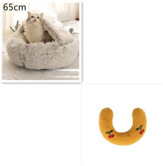 2-in-1 Round Plush Pet Bed