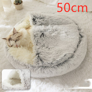 2-in-1 Round Plush Pet Bed