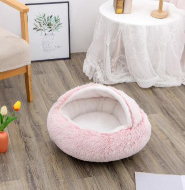 2-in-1 Round Plush Pet Bed