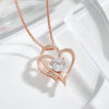 Zircon Heart Charm Necklace with Rhinestones