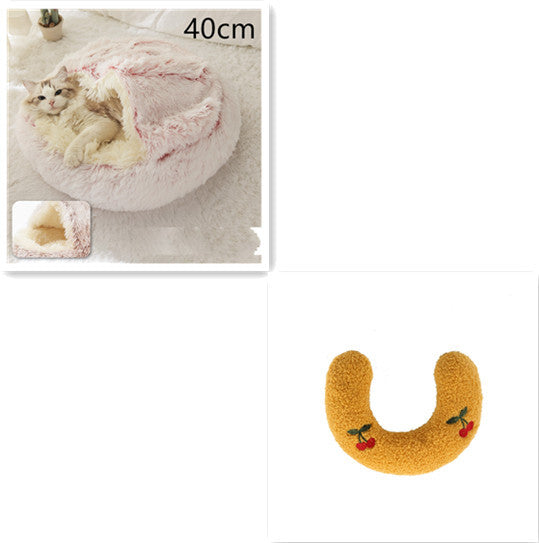 2-in-1 Round Plush Pet Bed