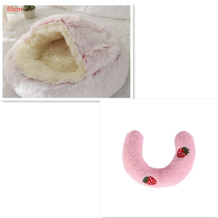 2-in-1 Round Plush Pet Bed