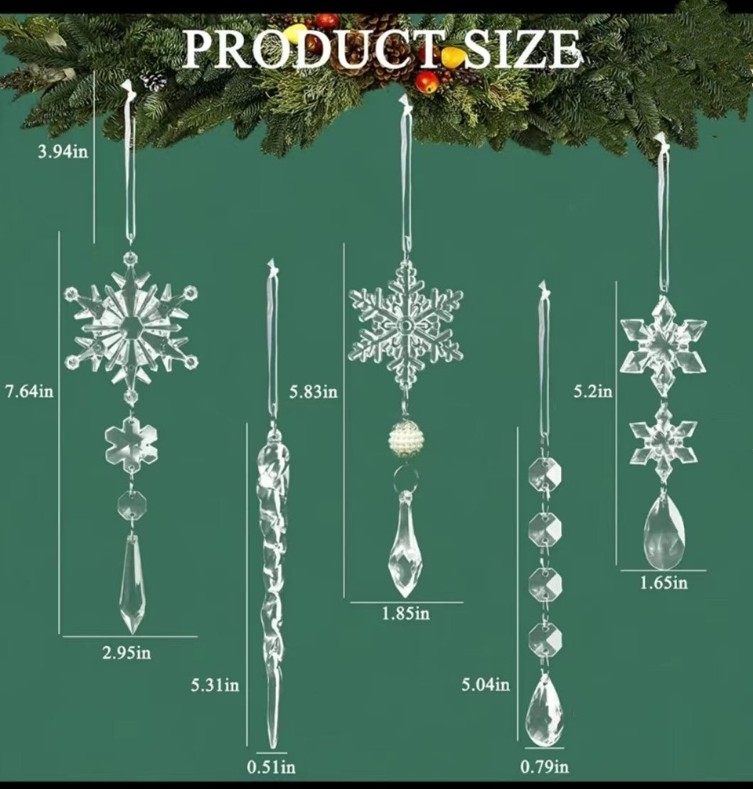 10-Piece Acrylic Snowfall Christmas Tree Ornaments