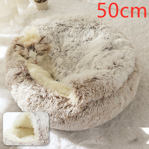 2-in-1 Round Plush Pet Bed