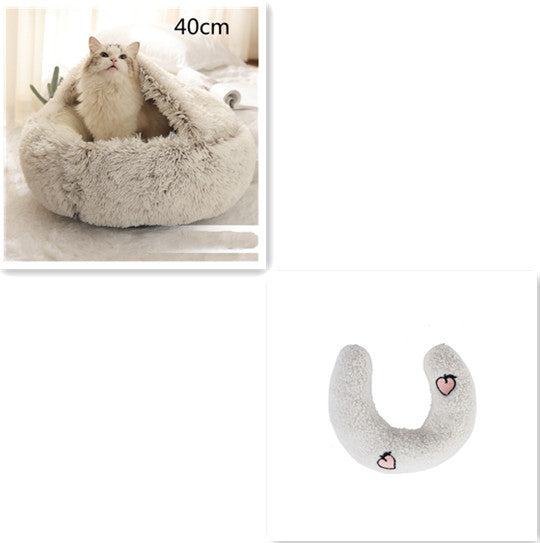 2-in-1 Round Plush Pet Bed