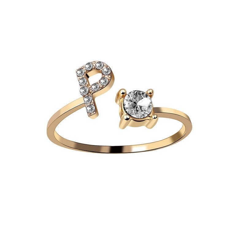 Adjustable 26 Initial Letter Ring