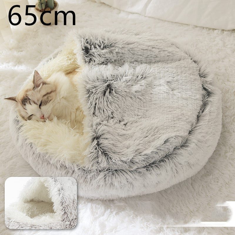 2-in-1 Round Plush Pet Bed