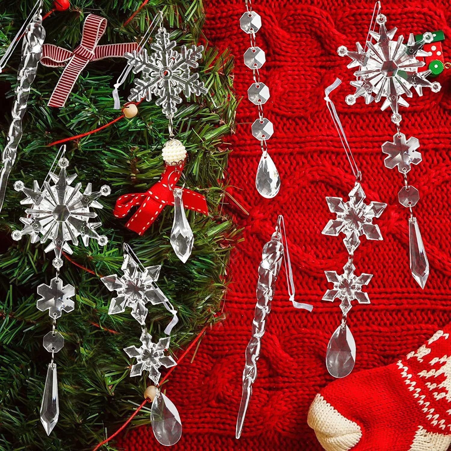 10-Piece Acrylic Snowfall Christmas Tree Ornaments