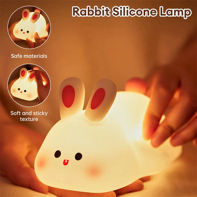 Cute Rabbit with Touch Sensor Adorable Silicone Lamp