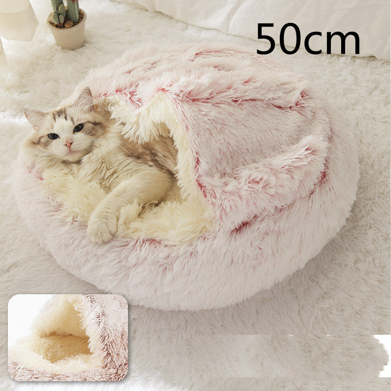 2-in-1 Round Plush Pet Bed