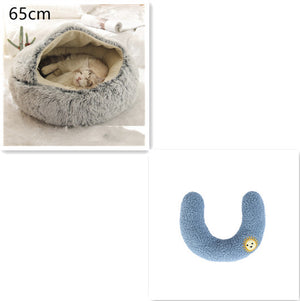 2-in-1 Round Plush Pet Bed