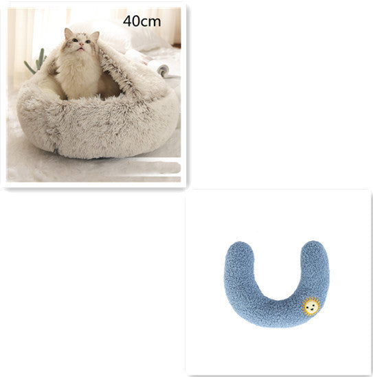 2-in-1 Round Plush Pet Bed