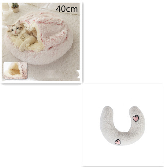 2-in-1 Round Plush Pet Bed