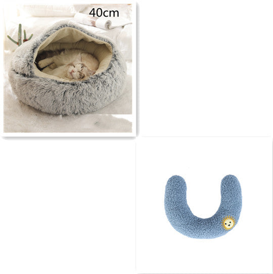 2-in-1 Round Plush Pet Bed