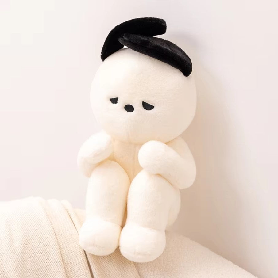 Cute Sad White Dog Plush