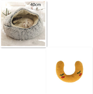 2-in-1 Round Plush Pet Bed