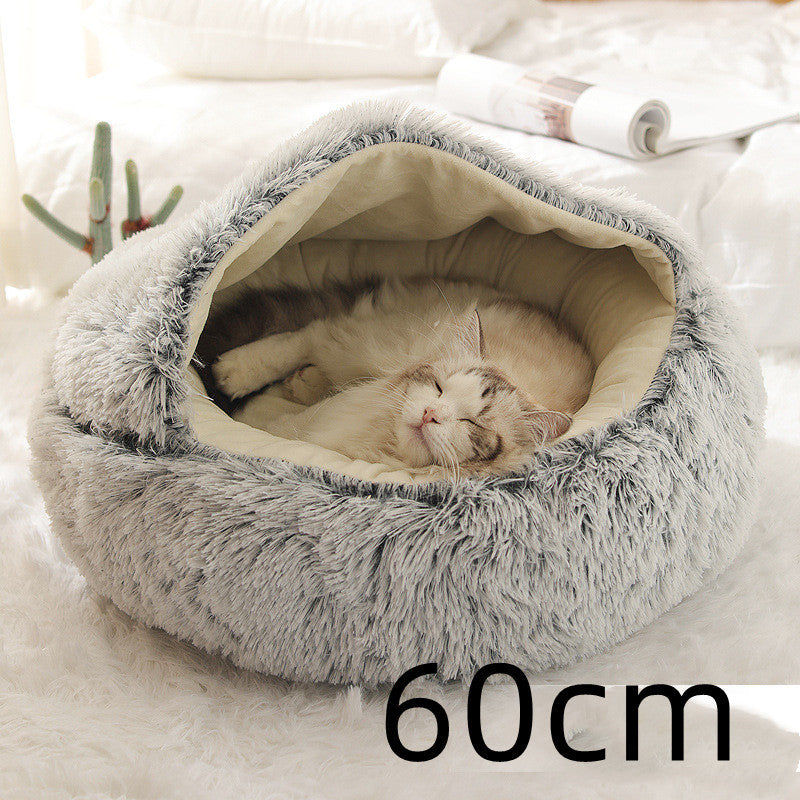 2-in-1 Round Plush Pet Bed