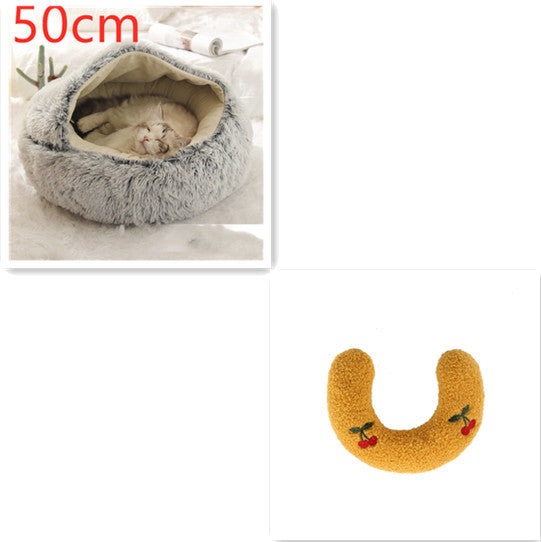 2-in-1 Round Plush Pet Bed