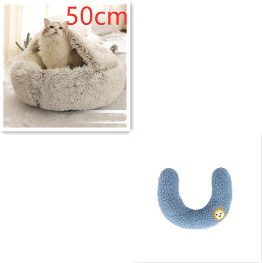 2-in-1 Round Plush Pet Bed