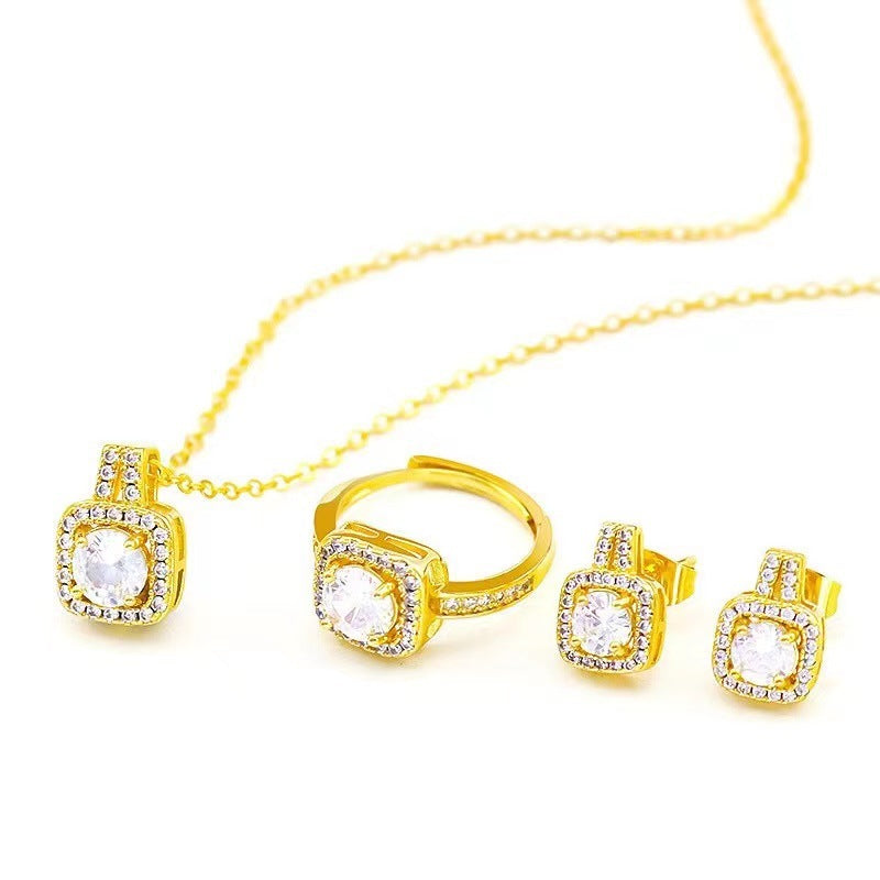 Zircon Gem Gold Jewelry Set