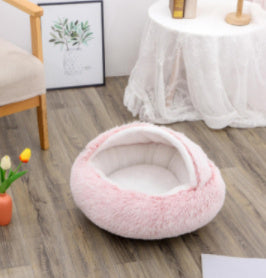 2-in-1 Round Plush Pet Bed