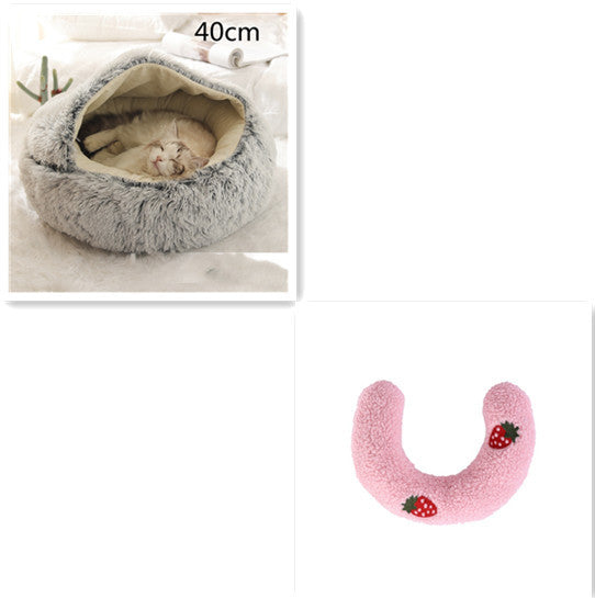 2-in-1 Round Plush Pet Bed