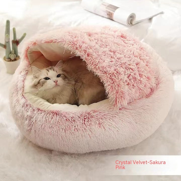 2-in-1 Round Plush Pet Bed