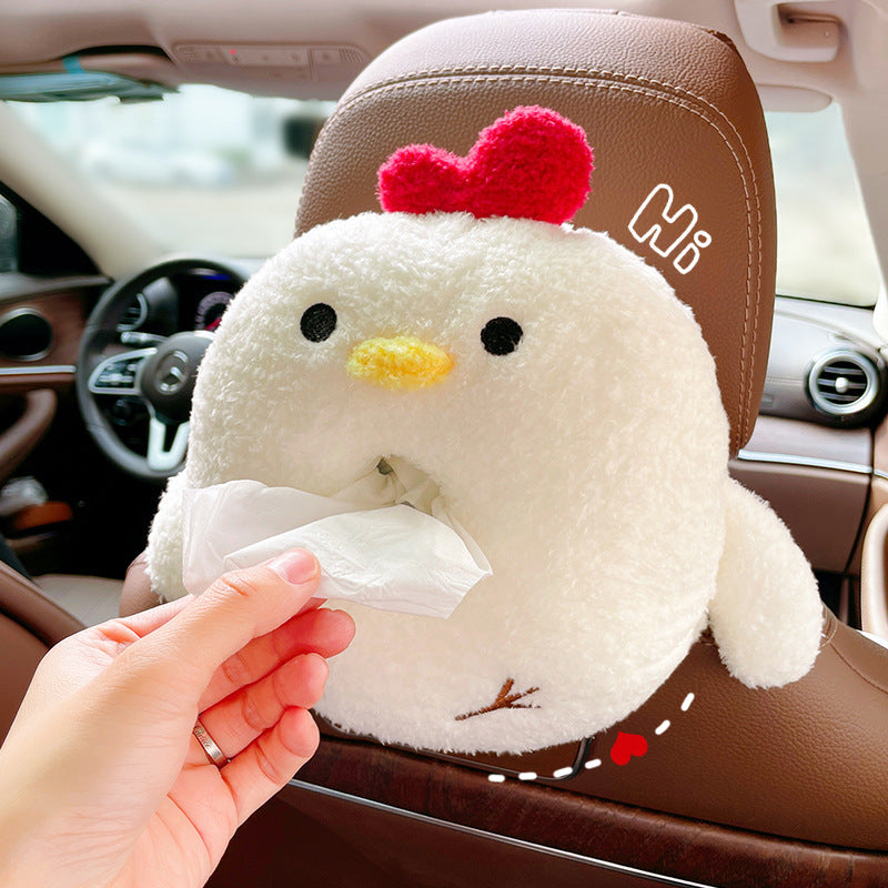 Cute Cartoon Plush Car Armrest Tissue Box