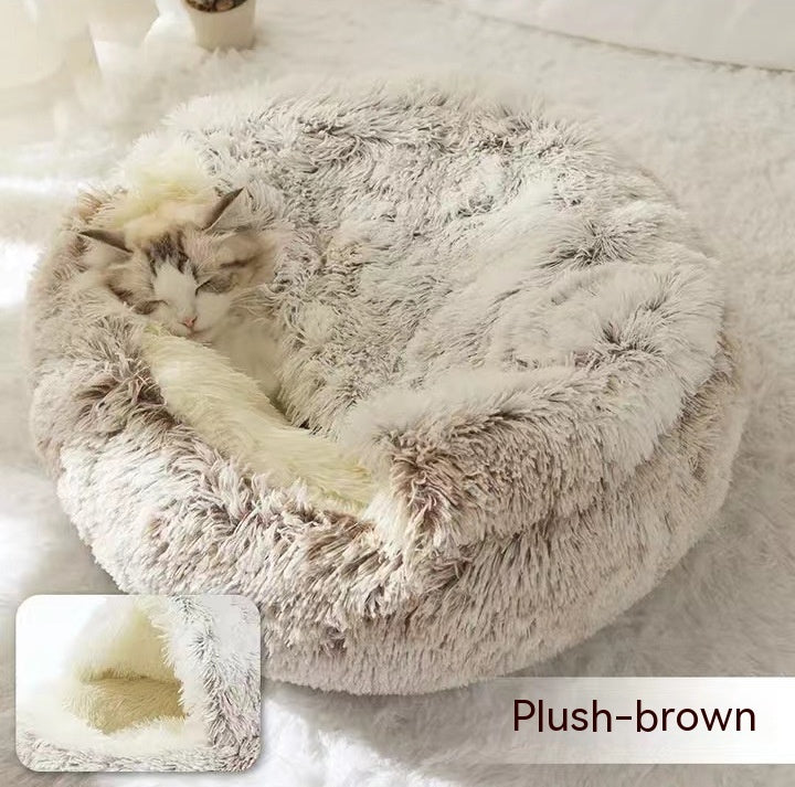 2-in-1 Round Plush Pet Bed