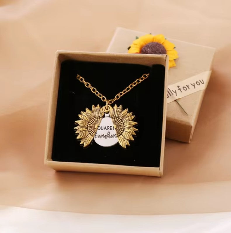 You Are My Sunshine Sunflower Necklace